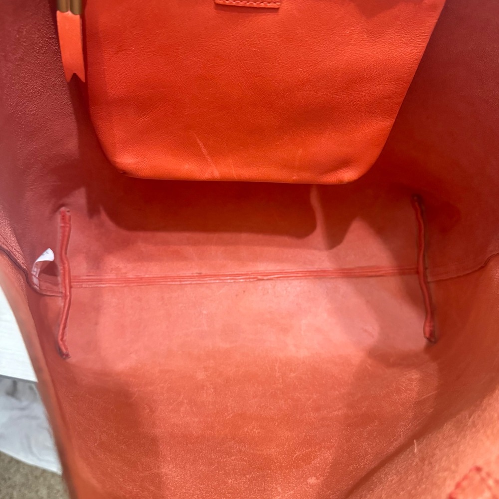 Madewell Transport Tote Women Large Orange Leather Good Minimalist Shoulder Bag - Picture 11 of 15